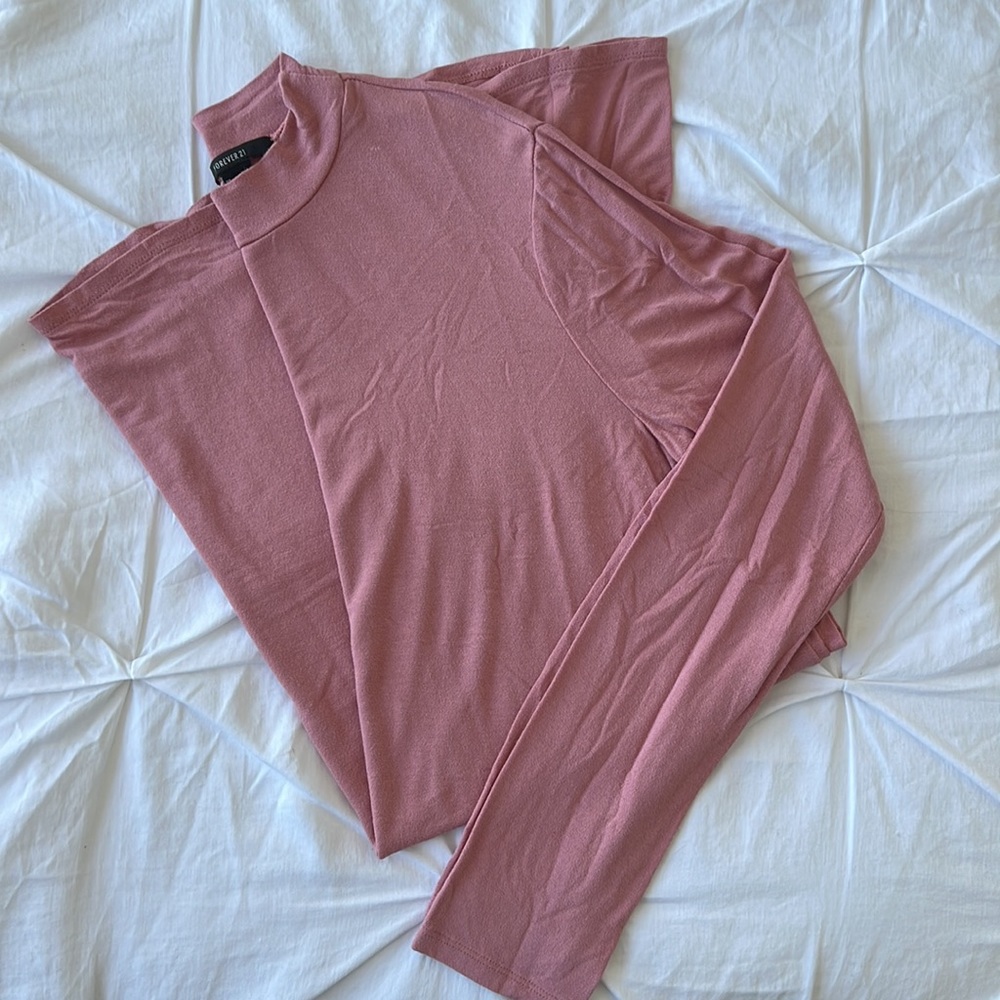 Forever 21 - Long Sleeve Pink T-Shirt Dress - Size L
